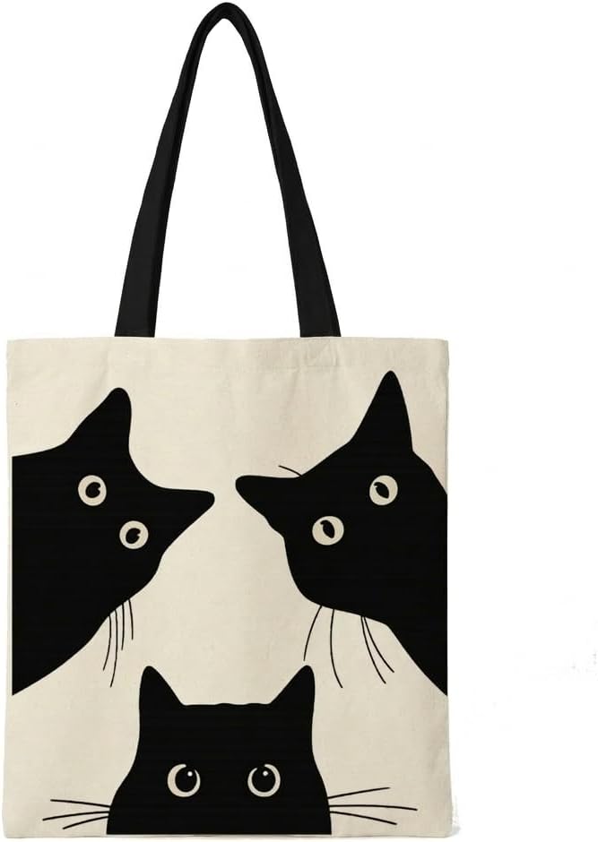 Canvas Tote Bag for Women Men - Aesthetic Cotton Shoulder Bag - Reusable Grocery Shopping Bags with Handles