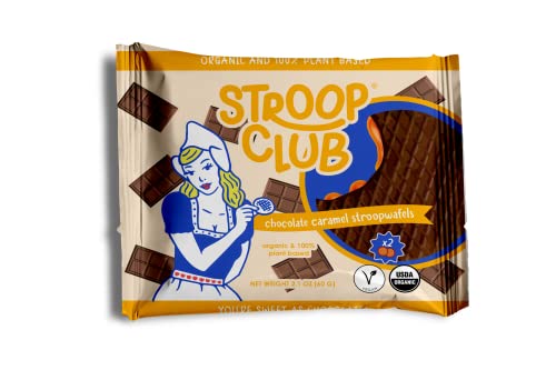 Stroop Club Organic Chocolate Infused Stroopwafel Caramel Treats | Vegan, Plant-Based and Dutch-Approved Indulgence - 12 Chocolate Waffle cookies (6 Pack of 2)