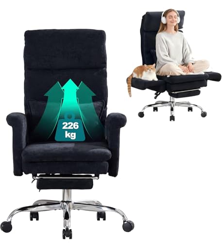 UEV Chaise de Loisirs 226 kg(500lb), Fauteuil Pivotant en Chenille, Appuie-Tête et Accoudoirs Rabattables, Coussin Double Couche, 90-150 ° inclinable, Siege...