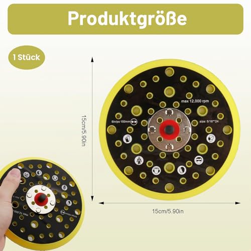 Schleifteller für M-irKa Schleifteller 150mm Schleifscheibe 52-Loch Schleiftellers fur M-irKas 150mm teller für M-irKa CEROS DEROS mit 5/16\ Gewinde zum Polieren Schleifen