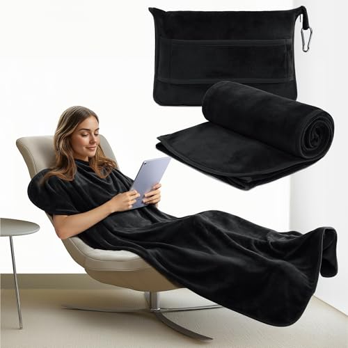 JEMIDI Faltbare Reisedecke - Flugzeug Gadgets - Superweich & multifunktional - Für Flugzeug, Auto und Zugfahrten - Urlaub Gadget - Reisedecke & Kissen 2 in 1 - Einfache Pflege