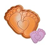 PLA Certificato Tagliabiscotti.it - Piedini bambino con cuore - Stampo per creare decorazioni in pasta di zucchero o biscotti - nascita - Battesimo - Sweet table Cookies cutter - Tagliabiscotti 8cm x 8cm x 1,2cm