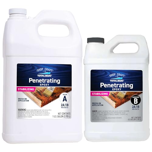 TotalBoat Clear Penetrating Epoxy Wood Sealer Stabilizer for Rot Repair and Restoration (1.5 Gallon Traditional)