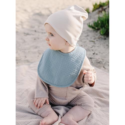 Image of Konssy Muslin Baby Bibs 8 Pack Baby Bandana Drool Bibs Cotton for Unisex Boys and Girls, Soft Absorbent Set for Teething and Drooling