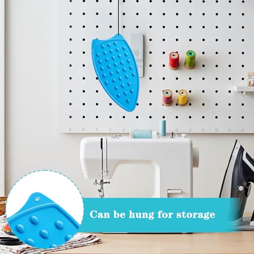 Image of Silicone Iron Rest Pads, Multipurpose Heat Resistant Mat Iron Pad Ironing Mat for Ironing Board, Protective Pads Resting Plate for Hot Flat Irons Curling Wands, Hot Tool Holder (Blue)