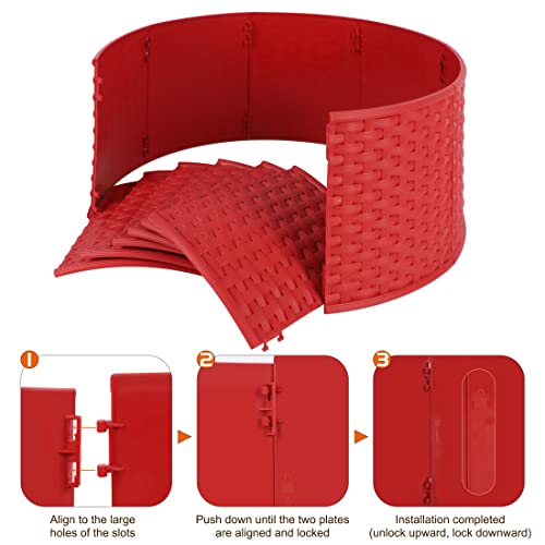 Blissun Christmas Tree Ring, 25.6-Inch Diameter Base Plastic Christmas Tree Collar, Christmas Tree Skirt For Artificial Christmas Trees Decoration (Red) #TOP2