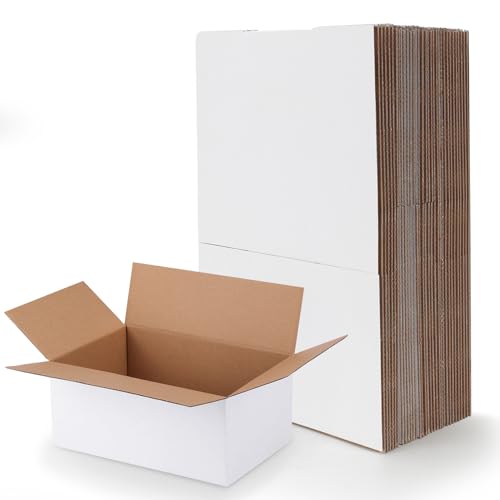 Image of RLAVBL 9x6x4 Shipping Boxes Set of 30, White Corrugated Cardboard Box for Packing, Mailing, Business