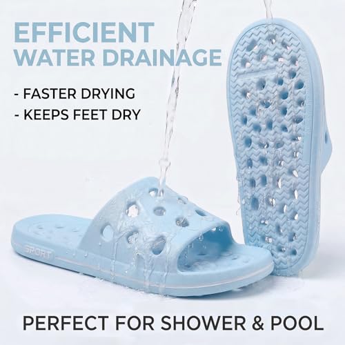 Image of FINLEEO Shower Sandals with Drainage Holes - Quick Drying Bathroom & Gym Slippers for Men and Women
