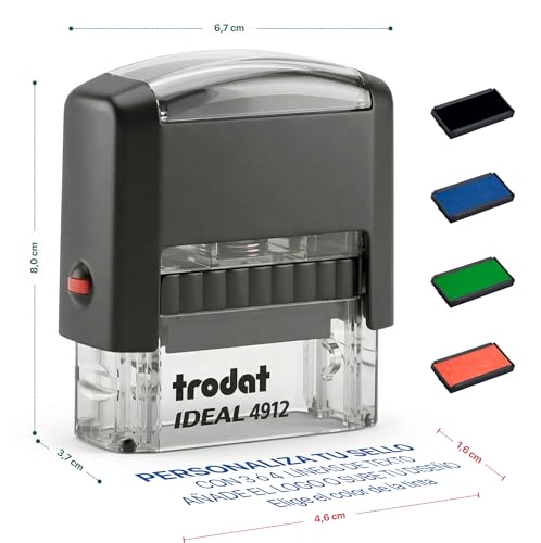 Sello Personalizado para Empresas TRODAT 4912 (46x16 mm) - Sellos Caucho Personalizado AUTOMATICO con Texto o Logo - Cuño Personalizado Enfermería y Oficina - Carimbo Personalizado - STAMPA (4912)