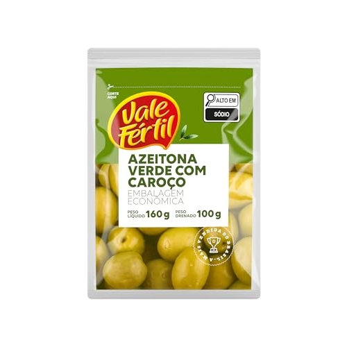 Vale Fértil Azeitona Verde Em Conserva Com Caroço Pacote 100G