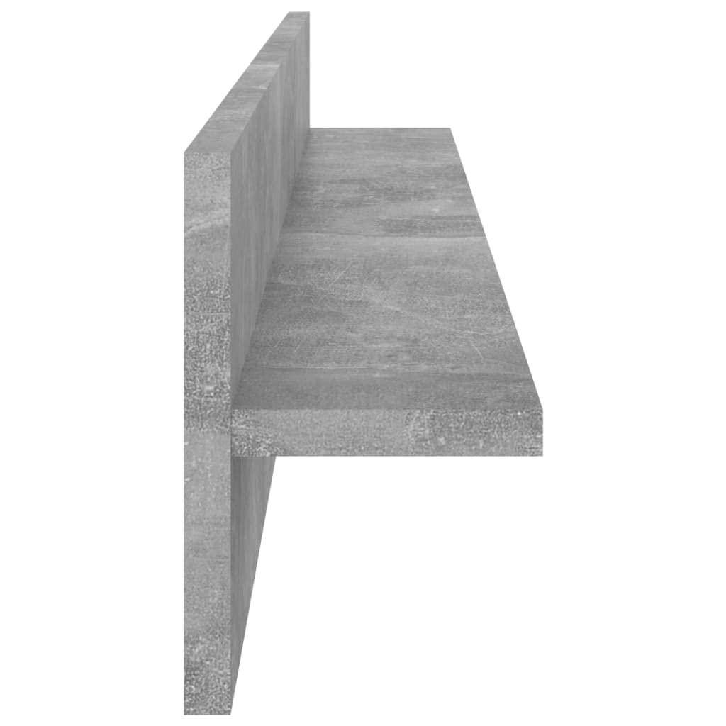 Estantería de pared gris hormigón, 2 unidades, 80 x 11,5 x 18 cm, de material de madera, elegantes estantes colgantes para libros, DVD y artículos decorativos, estantes de pared robustos y