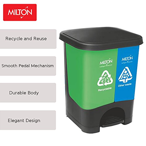 Image of Milton Twin Bin Dry and Wet Plastic Waste Dustbin, 35 litres