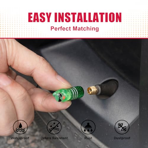 4Pcs Tire Valve Stem Cap Cover for Car SUV Truck, Valve Cover with Funny Duck Sunglasses, Decorative Tire Valve Caps Wheel Accessories (Green Sunglasses Duck)