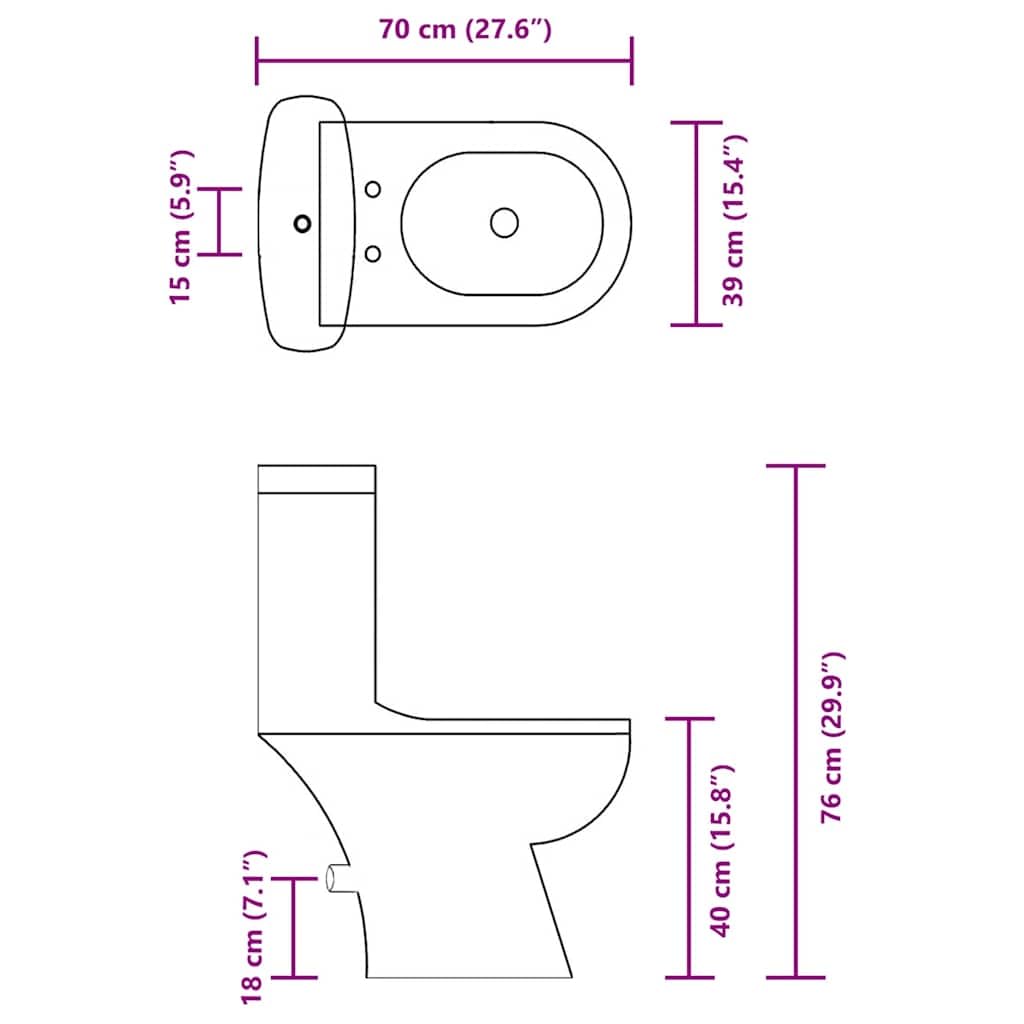 vidaXL Inodoro de Suelo con Cisterna 1 Pieza Cerámico Negro Váter WC Retrete