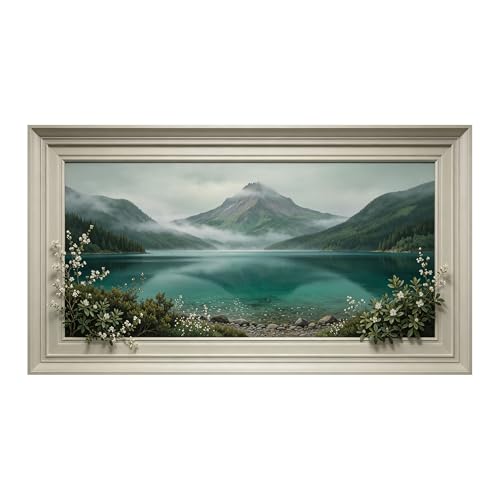 Toile murale encadrée 3D aquarelle d'art de paysage de montagne luxe