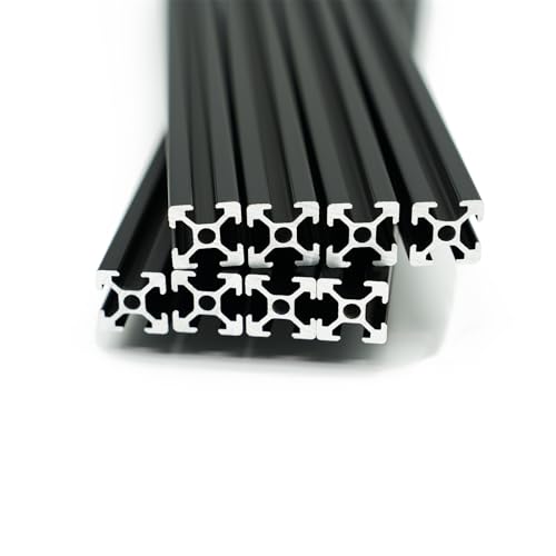Iverntech 8PCS 500mm 2020 T Slot Aluminum Extrusion Black 19.68 inches Aluminum Profile European Standard Anodized Linear Rail for DIY 3D Printer and CNC Machines