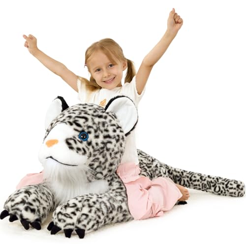 MaoGoLan Giant Realistic Snow Leopard Stuffed Animal – 47” Soft