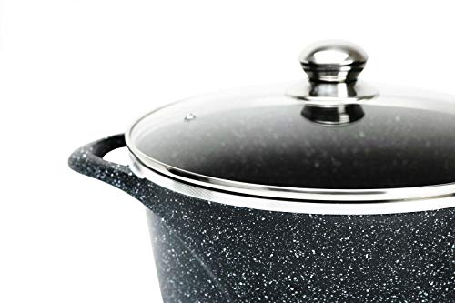 Die-Cast Marble Non Stick StockPot/Casserole with Glass Lid Induction Based (28cm-Black) Main Image