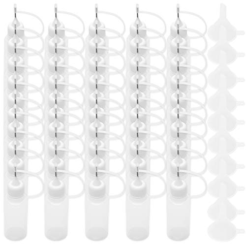 Adecco Precision Tip Applicator Bottle, Glue Applicator Bottles, 50 PCS 15ml Precision Tip Applicator Bottles with 10 Plastic Funnels, for Acrylic Painting, Quilling, Alcohol Ink(Precision Tip Bottle)