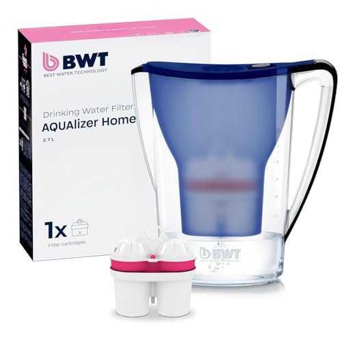 BWT Jarra Filtradora de Agua Aqualizer Azul 2,7L – Reduce Cal, Cloro e Impurezas y Enriquece con Magnesio – incl. 1 Cartucho