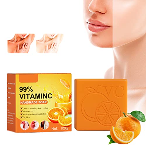 Vitamin C Soap, Sapone Sbiancante e Illuminante, Sapone per la Cura del Corpo, Tutte le Saponette Naturali, Orange Vitamin C Sapone Fatto a Mano, per Viso e Corpo Esfoliano Idratante Sbiancante