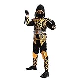 Halloween Golden Ninja fighter costume for kids ,Toddlers, Boys (Medium (8-10yr))