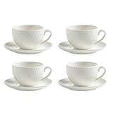 Maxwell & Williams 4er Set Espressotassen mit Untertasse Diamonds Round weiß