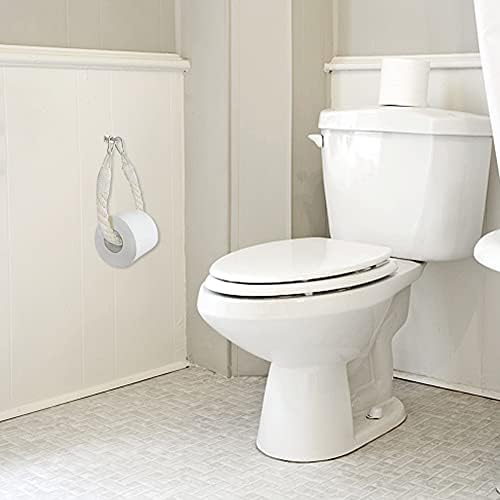 Uiopa Toilet Paper Holder 2pcs Cotton Rope Toilet Roll Holder Wall Mounted, Kitchen Paper Holder Bath Rack Nautical Bathroom Toilet Roll Stand Bath Towel rack for Decorative Home Accessories (White)