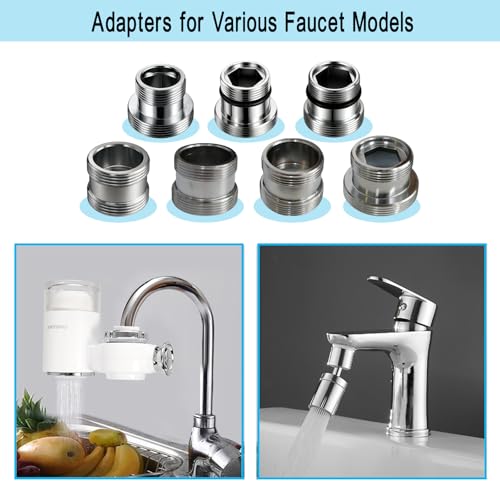 XNTONG 7 Pieces Faucet Adapter Kit, Sink Adapter for Faucet, Male Thread M16, M16.5, M18.5, M20, M22, M24, M28 to M22 Male, Faucet Connector with Washer and PTFE Tape - Thumbnail 6