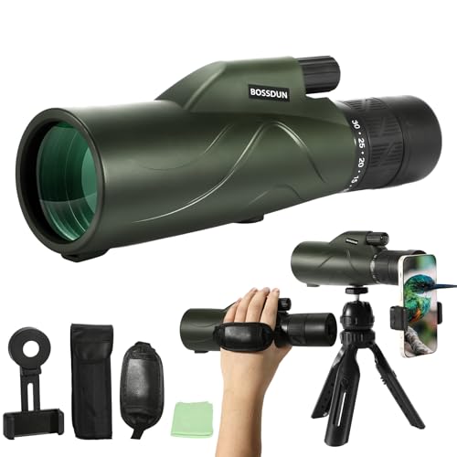 Monocular Telescope 10-30x 50 High Powered Monoculars Larger Vision with Smartphone Adapter Tripod with Compact Monocular Suitable for Bird Watching Hunting Hiking Camping Wildlife Green by BOSSDUN - Used condition - CA$23.65