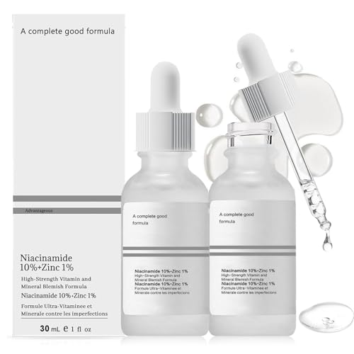 Serum Niacinamida, Niacinamida 10% + Zinc 1%, Serum Facial Set, Refina Los Poros, Elimina Manchas Oscuras, Reduce Opacidad, Ilumina el Tono Piel, Adecuado Para Todo Tipo de Piel 30ml（2 Piezas）