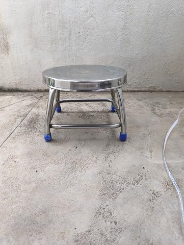 Image of Goodselite Round Stainless Steel Stool with Anti-Slip Feet uses Bathroom, Livin Room, Balcony, puja Rooms, Commercial uses, Transport Seating, Kids Seating.