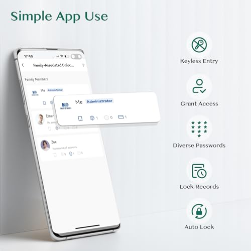 Keypad Smart Door Lock with Knob, Yamiry Keyless Entry Digital Lock with Handle, Fingerprint Electronic Knob for Front Door, Generate Passcode Remotely, Easy Installation - Image 6