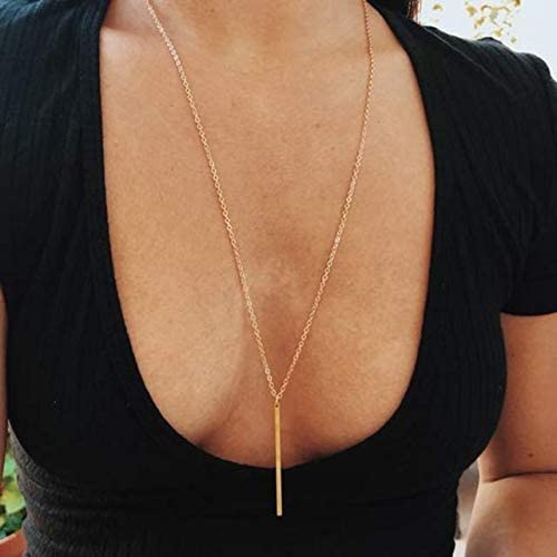 Yqziyou 4 Pcs Long Necklaces For Women - Fashion Pendant Necklace Jewelry, Golden Bar Feather Circle Leaf Lock Tassel Y Necklace Jewelry Set For Girls #TOP3