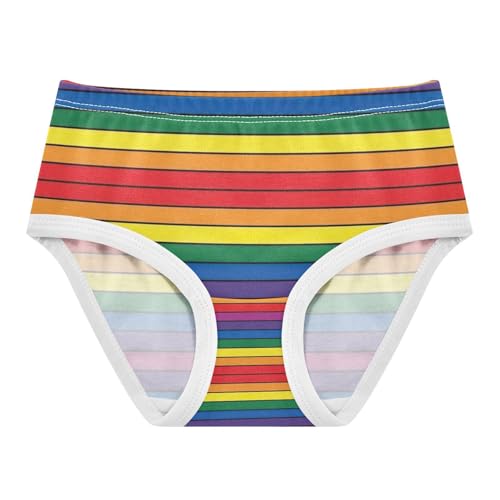 Rainbow Stripes Red Undies for Toddler Girls, Kids Underwear, 2T–8 Years