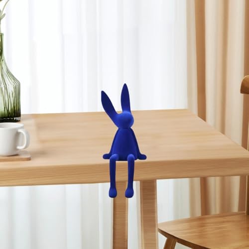 EHJRE Sculpture de lapin assis pour ornement de bureau, Bleu, M – vue 6