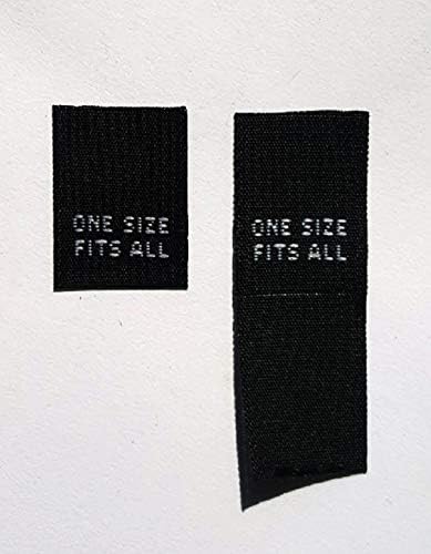 500 pcs Black Woven Clothing Sewing Folded Size Label Tags - ONE Size FITS All