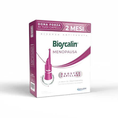 Bioscalin MENOPAUSA Fiale Anticaduta Trattamento Ridensificante, Booster Capillare, Forza Capelli, Azione Anti-ingrigimento, Trattamento 2 Mesi per Donna, 16 Fiale