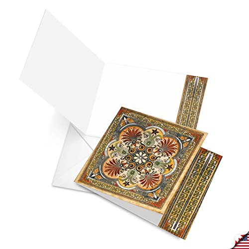 The Best Card Company - 12 Assorted Blank Note Cards (4 x 5.12 Inch) - Boxed All Occasion Notecards Bulk (4 Designs, 3 Each) - Ornate Tiles MQ4609OCB-B3x4