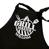 Mens BBQ and Grilling Apron, Custom Fathers Day Grill Master Apron, Grill Father Gifts, Personalized Black Apron, Grill Lover Gift, Grilling Gifts for Men, Dad, Grandpa, Father, Barbeque Chef Aprons