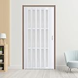 CCBOYSHARDWARE 42X80in Accordion Door Interior,PVC Sliding Folding Doors with Lock,Divider Door with Hardware,White Waterproof