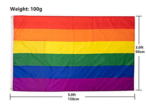 Homissor Rainbow Gay Pride Flag 3X5 Ft- Lgbtq Pride Parade Banner Flags Fade Resistant For Indoor Outdoor (6 Stripes Pride) #TOP3