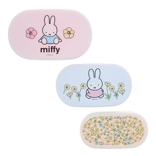 Miffy Storage Pots | Set of 3 Cute Bunny Containers with Floral Design | Durable & Reusable Plastic | Ideal for Snacks Lunch & Organizing | Official Miffy Kitchenware Gifts & Accessories