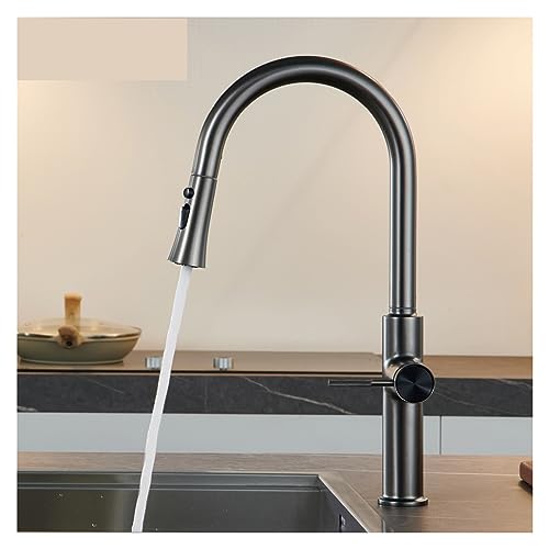 Robinet de cuisine double commande eau chaude froide en or brossé - 3