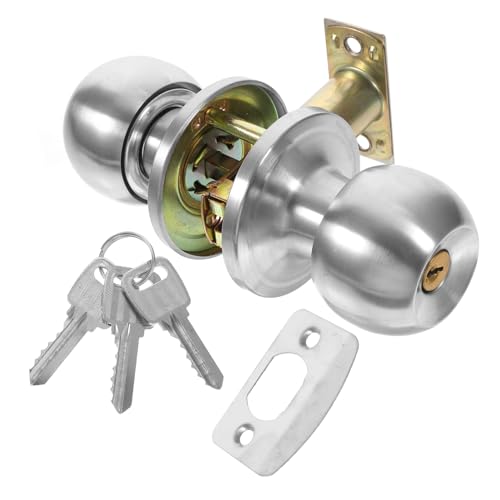 GANAZONO ロック付きドアノブ内装 製耐久あるシンプルデザイン ベッドルーム バスルーム対応 鍵付室内用ハンドルノブ 部屋の 確保用