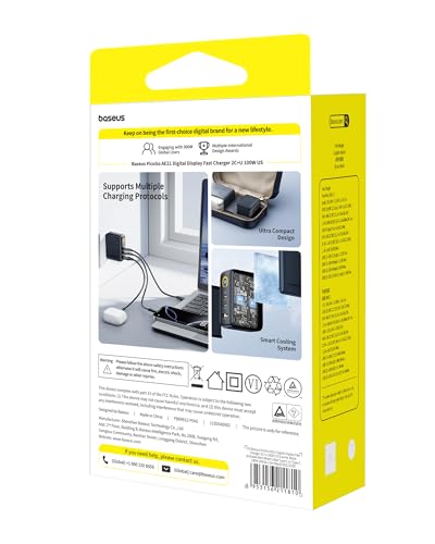 Baseus Picogo 100W USB C Charger, 3-Port Multi-Device Fast Charging Laptop Charger with Smart Display & Touch Control, GaN Power Adapter for MacBook Pro, iPhone 17/16, Pixel, Steam Deck, ROG Ally image 9