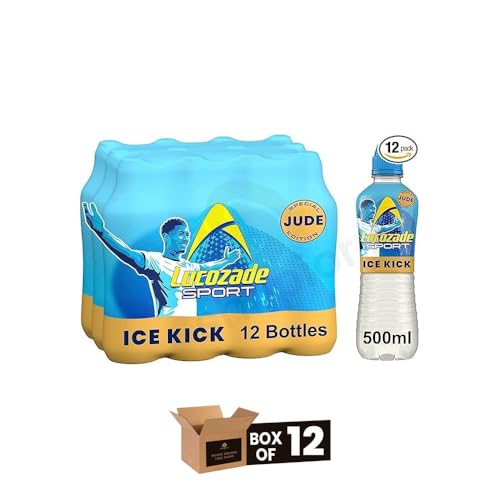 Energy Drink Bottles – Sparkling Glucose Energy Boost Flavoured Drinks – Classic Carbonated Refreshing Drink for Sports, Work, Study & Hydration (Lucozade Sports Ice Kick - 500ml x 12Pack)