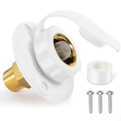 TONDA RV City Water Inlet with Check Valve Brass Thread RV Water Fill Inlet Replacement RV Water Hose Connector for Camper Trailer Motorhome