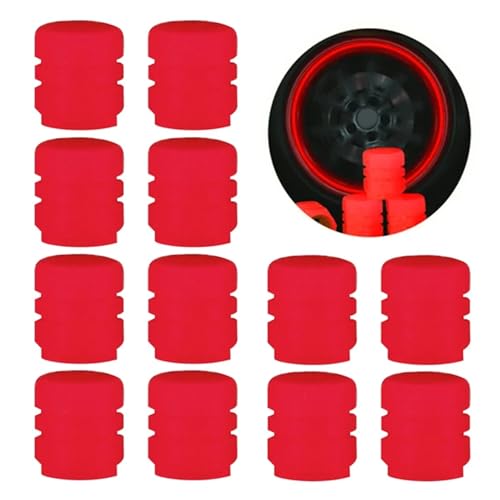 Lot de 16 bouchons de valve de vélo LED - Réfléchissants - Lumineux - Universels - Fluorescents - Capuchons de valve de pneu pour voiture (16 rouges)