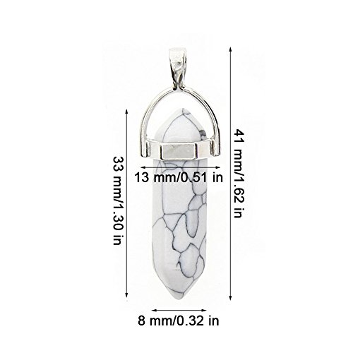 Keyzone 50Pcs Gemstone Bullet Meditation Hexagonal Healing Pointed Chakra Beads Quartz Crystal Stone Pendants For Necklace Jewelry Making With 50Pcs Leather Cord, Assorted Color #TOP7